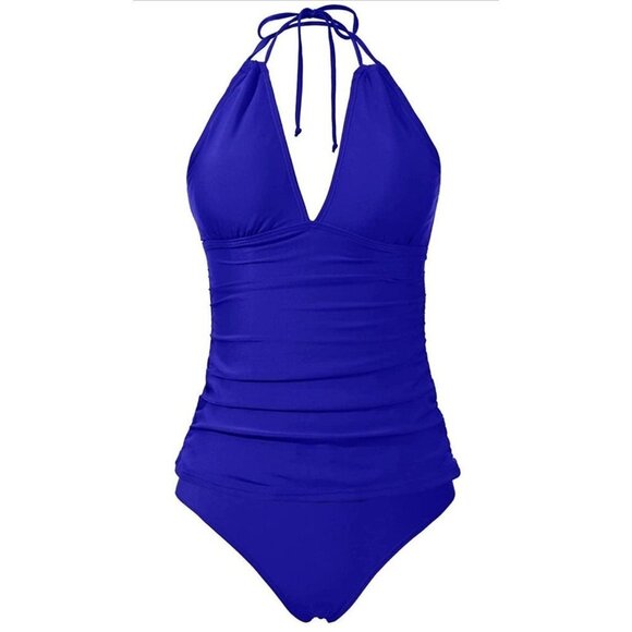 Yonique Other - Womens Halter Tankini Swimsuits V Neck Tops with Bikini Bottom Two Piece-Med